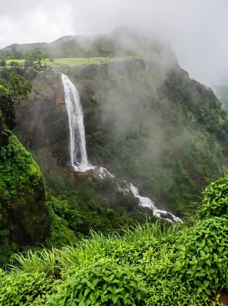 Breathtaking view of Madhe Ghat Waterfall near Legacy Lands in Velhe Maharashtra