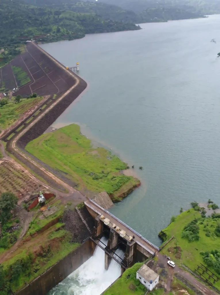 Peaceful view of Gunjawane Dam near Legacy Lands in Velhe Maharashtra